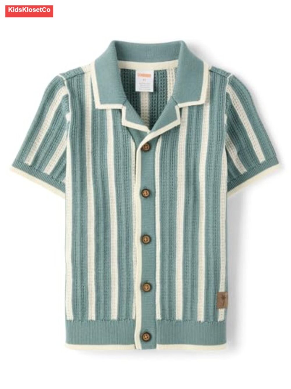 Boys Sweater Polo Shirt Short Sleeve Cotton Notch Collar Striped Button Front